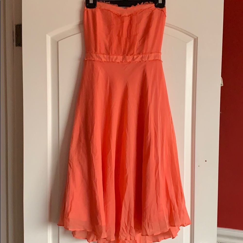 Strapless J Crew Coral Silk Dress